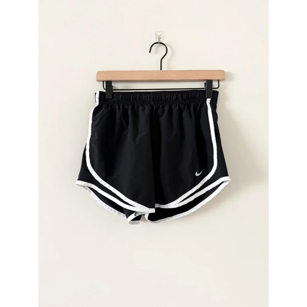 Nike Dry Fit Tempo Running Athletic Shorts in Black with White Trim Size S
